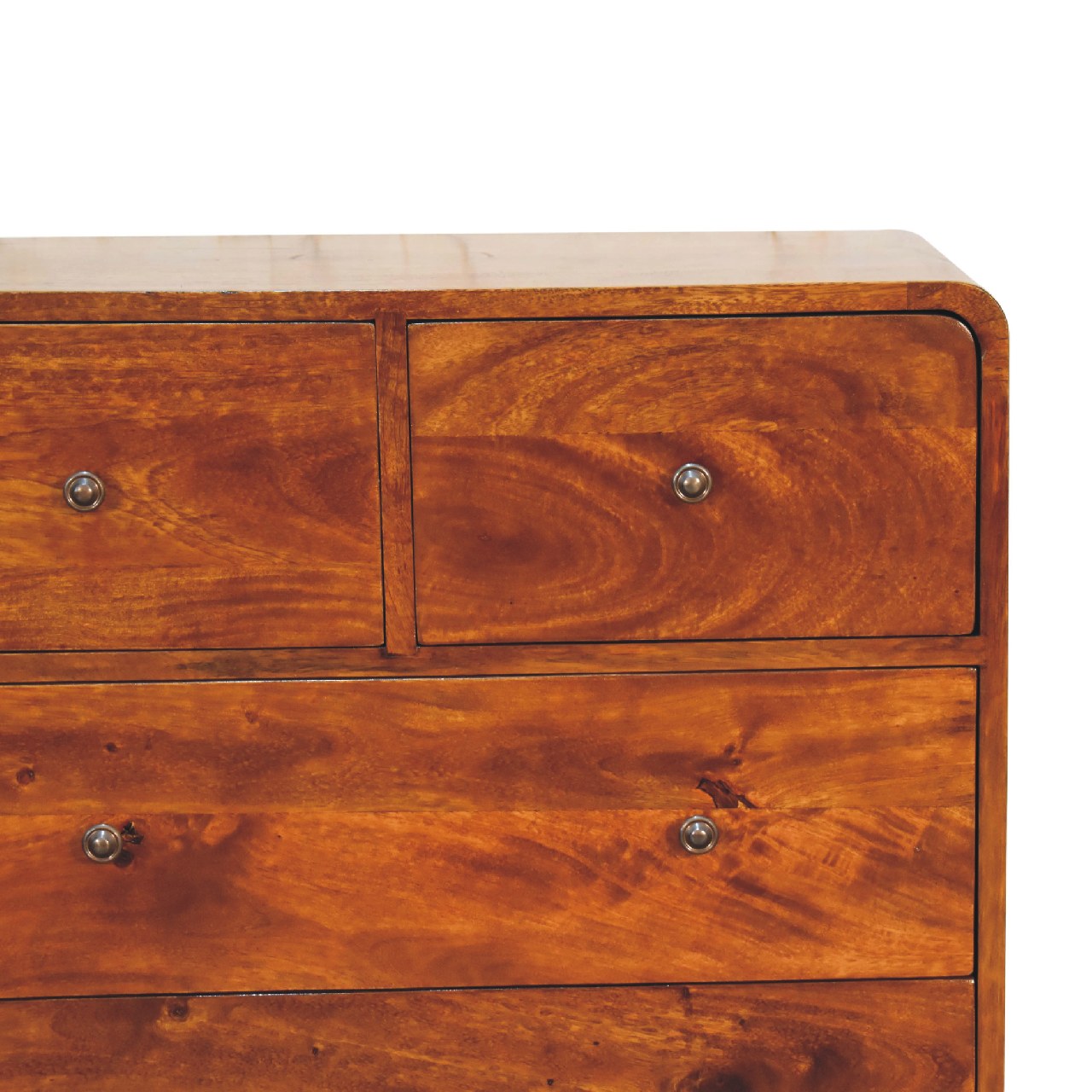2 over 3 Curved Chestnut Chest - White Bear Furnishings
