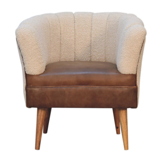 Boucle Cream Buffalo Armchair - White Bear Furnishings