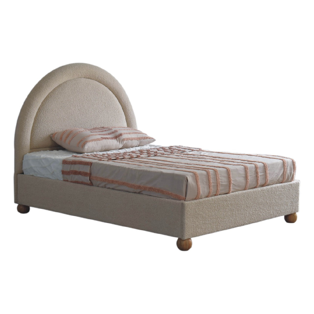 Cream Boucle Double Bed - White Bear Furnishings