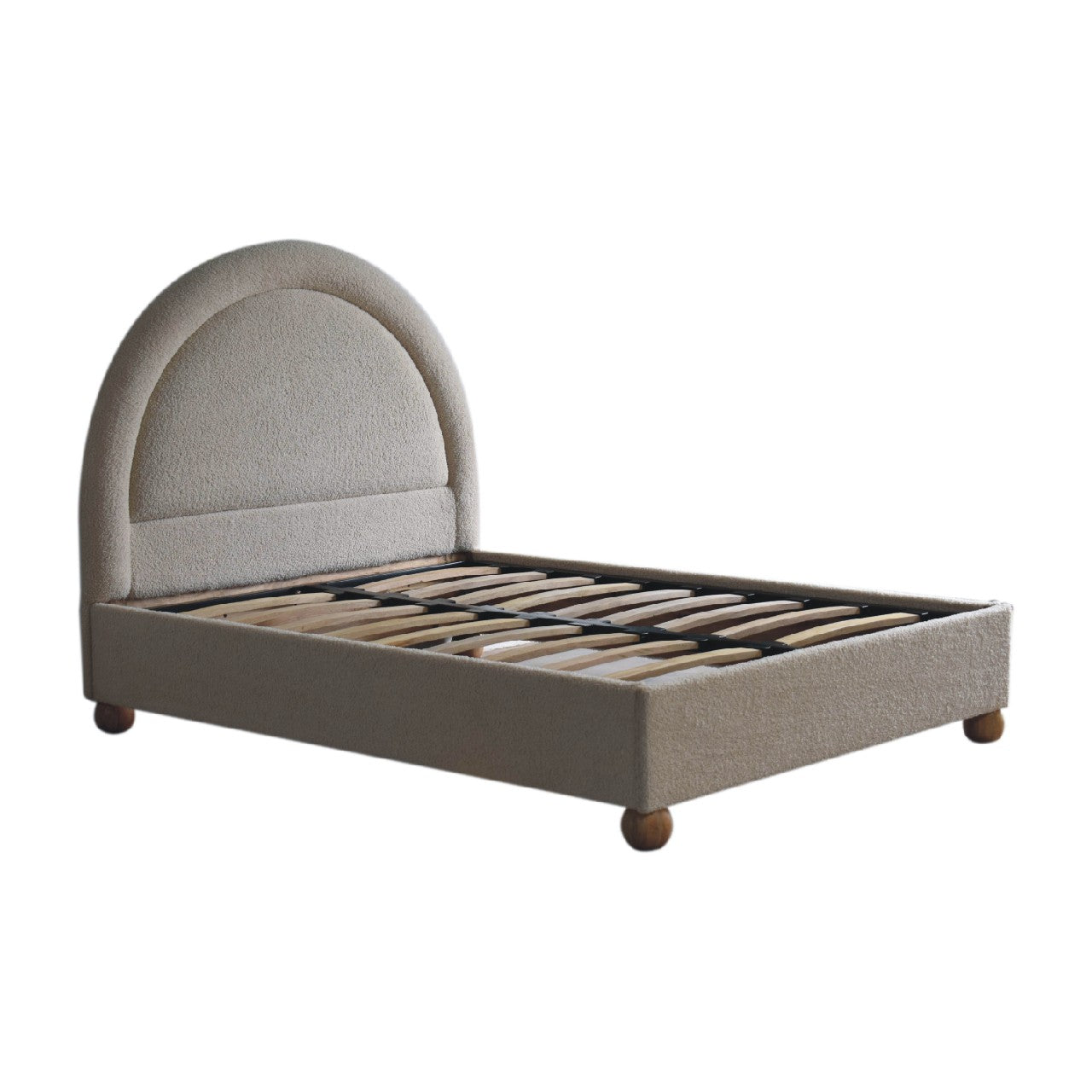 Cream Boucle Double Bed - White Bear Furnishings
