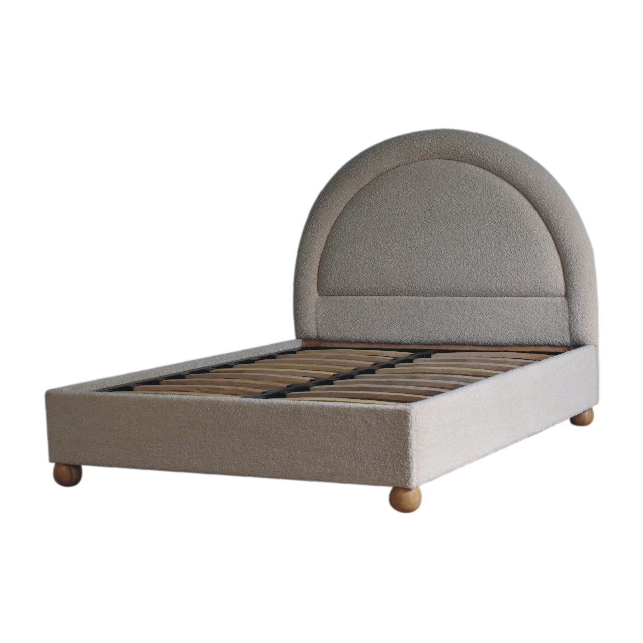 Cream Boucle Double Bed - White Bear Furnishings