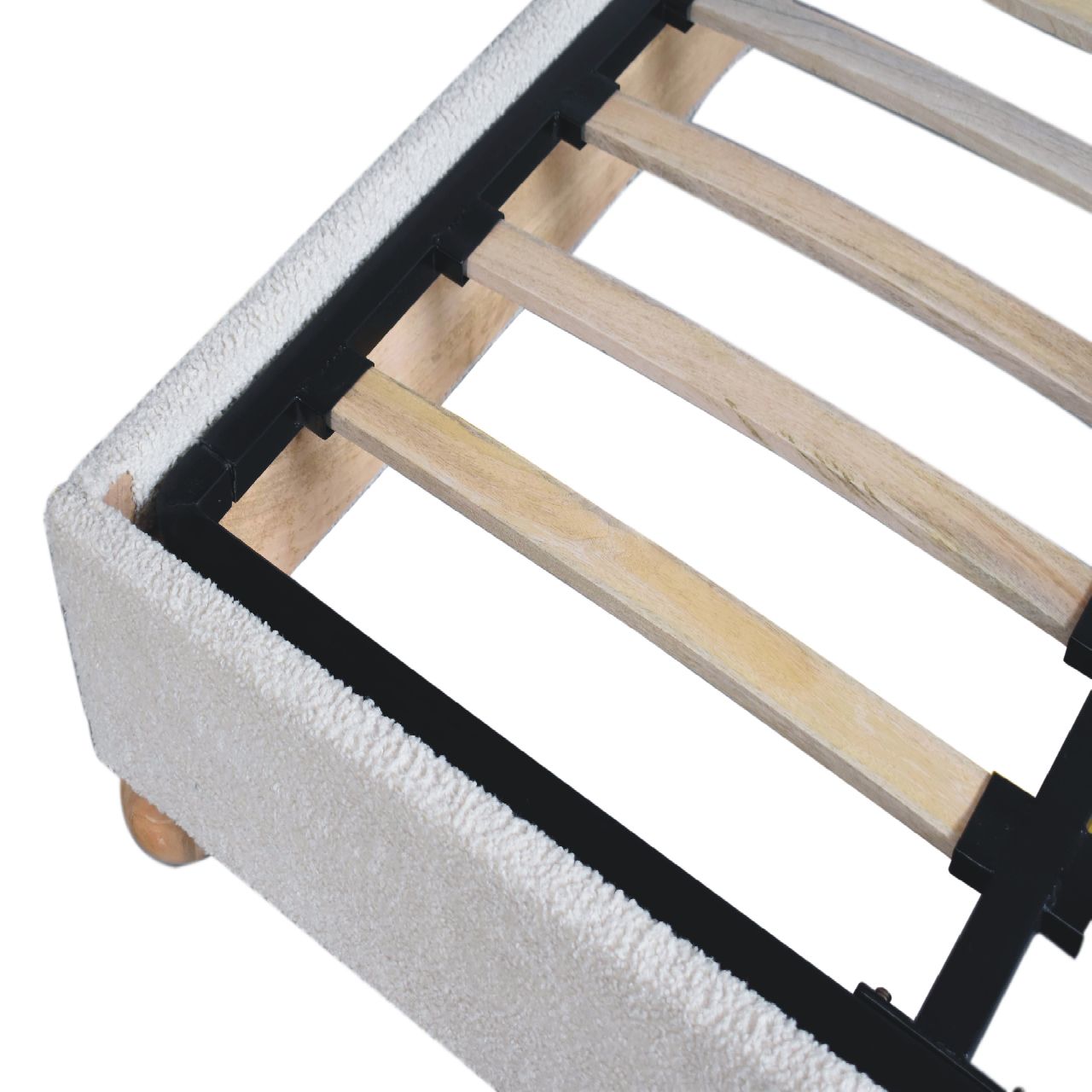 Cream Boucle Double Bed - White Bear Furnishings