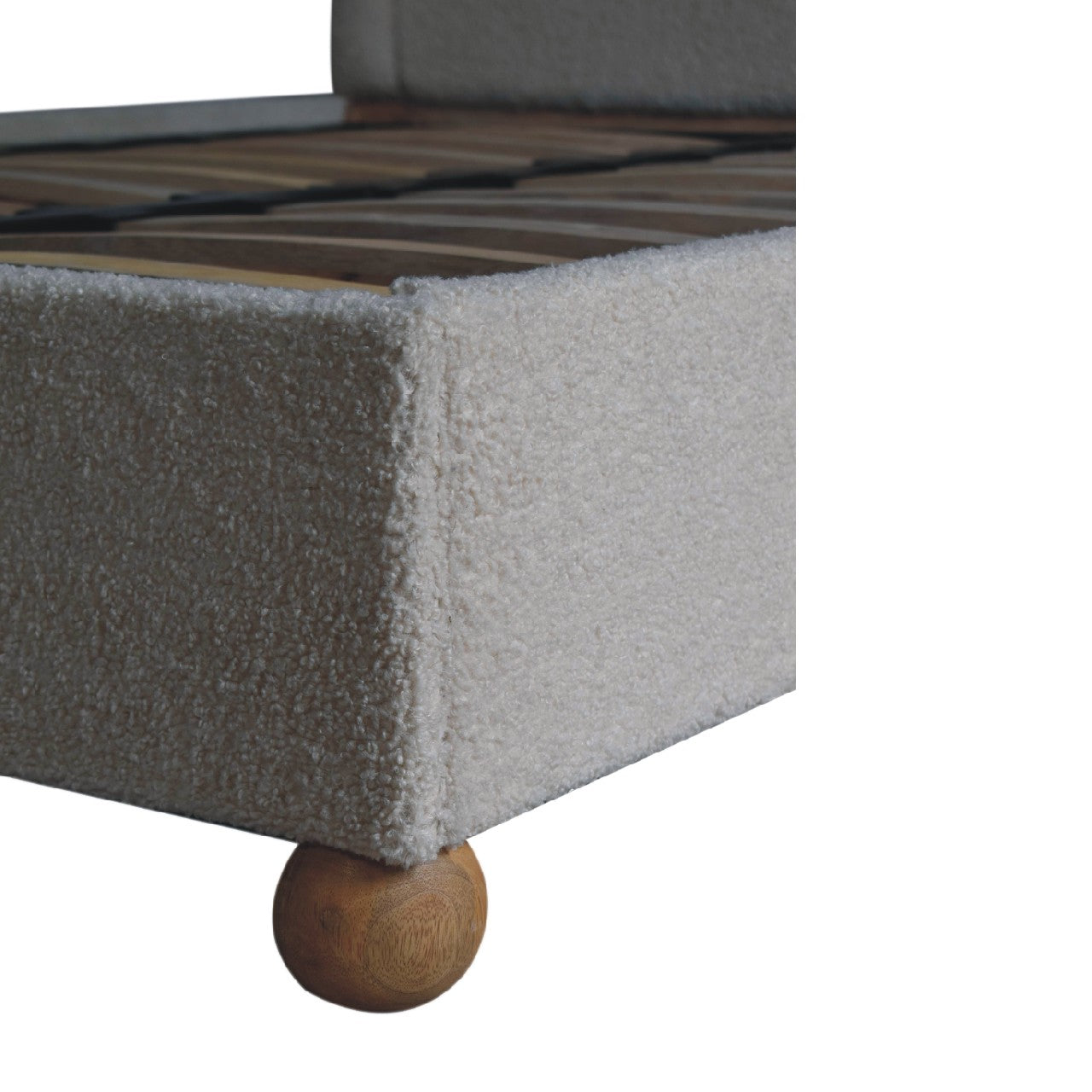 Cream Boucle Double Bed - White Bear Furnishings