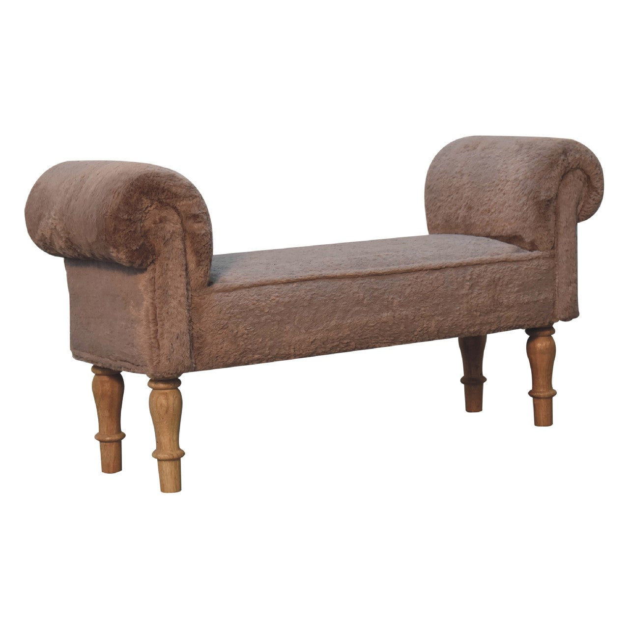 Mocha Faux Fur Bedroom Bench - White Bear Furnishings