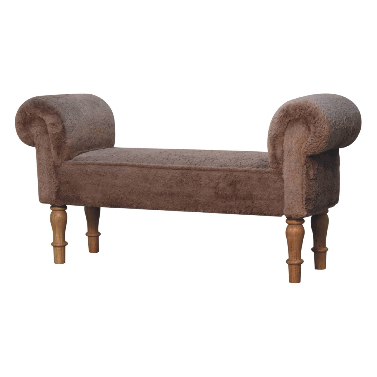 Mocha Faux Fur Bedroom Bench - White Bear Furnishings