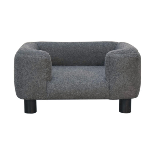 Handcrafted Artisanal Mini Battleship Tweed Pet Sofa Bed - IN3533
