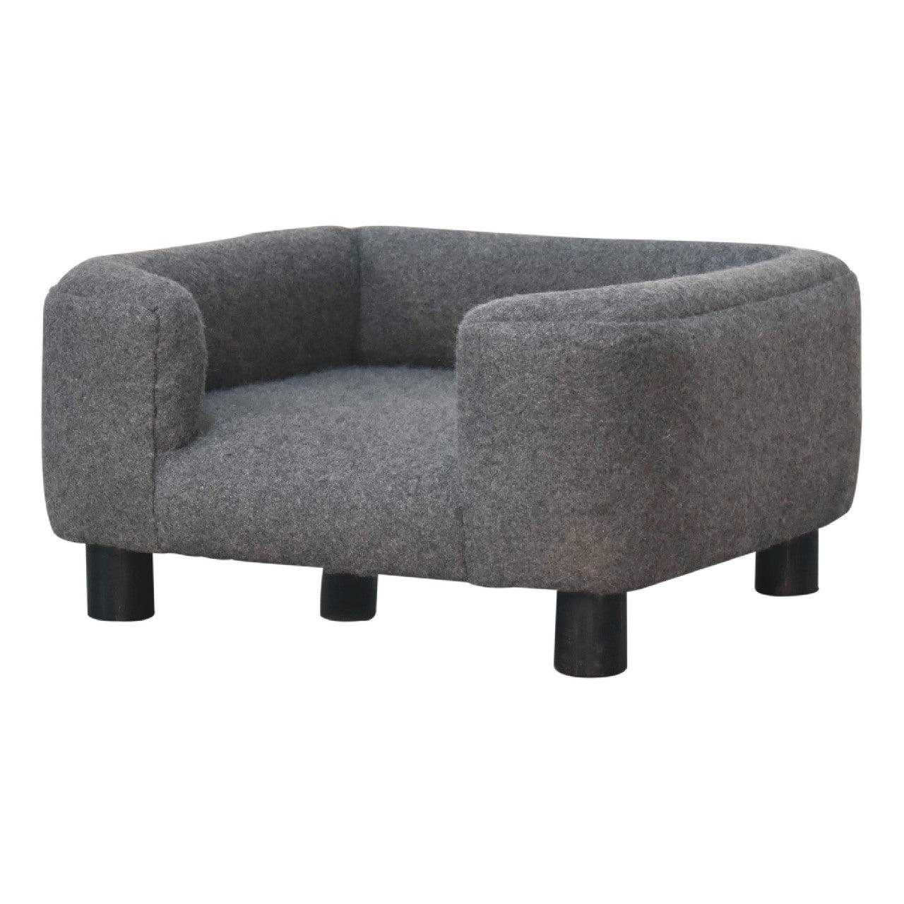 Handcrafted Artisanal Mini Battleship Tweed Pet Sofa Bed - IN3533