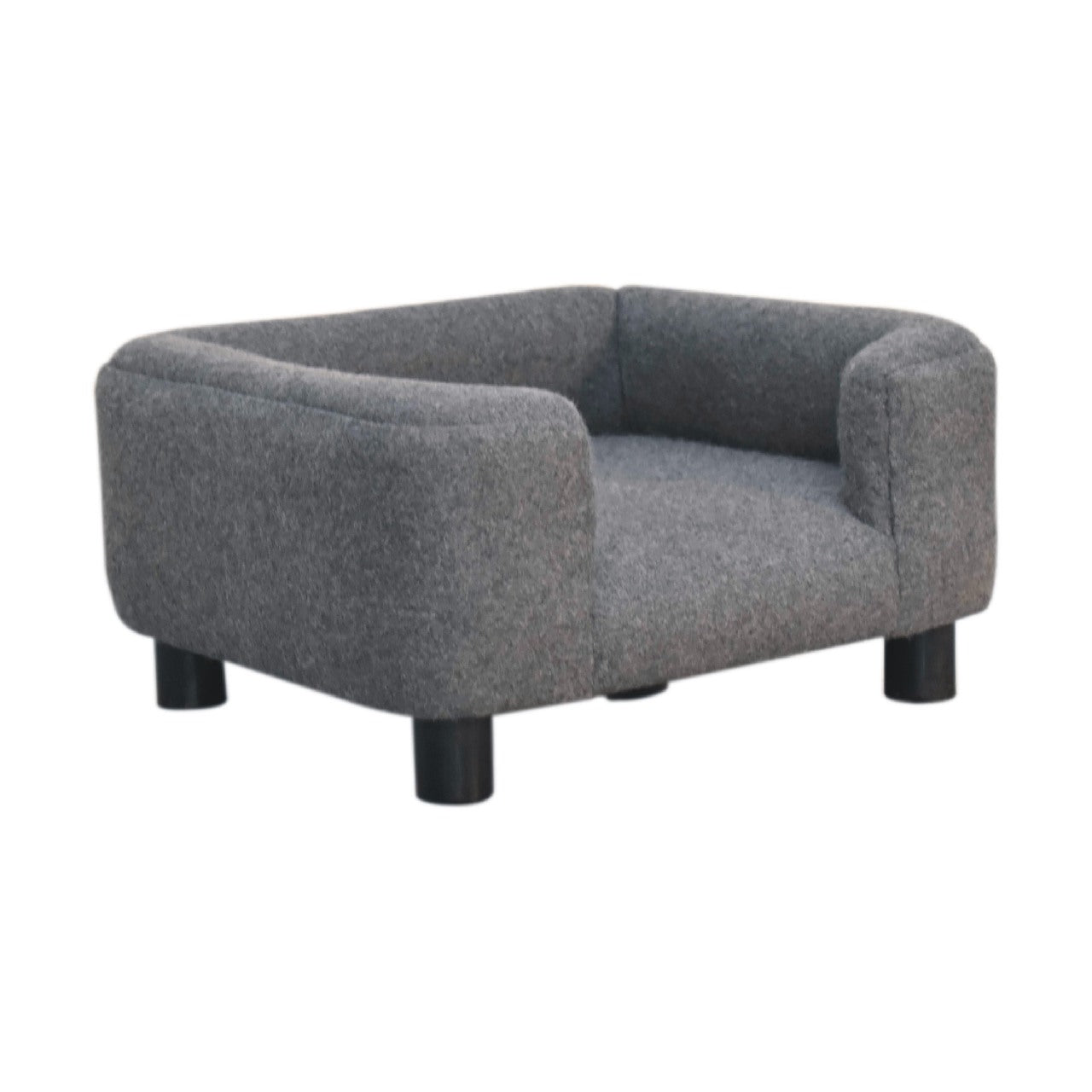 Handcrafted Artisanal Mini Battleship Tweed Pet Sofa Bed - IN3533