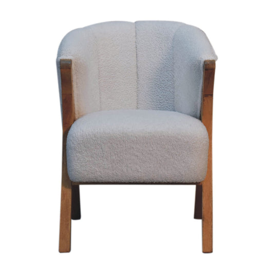 White Boucle Minimalistic Chair - White Bear Furnishings