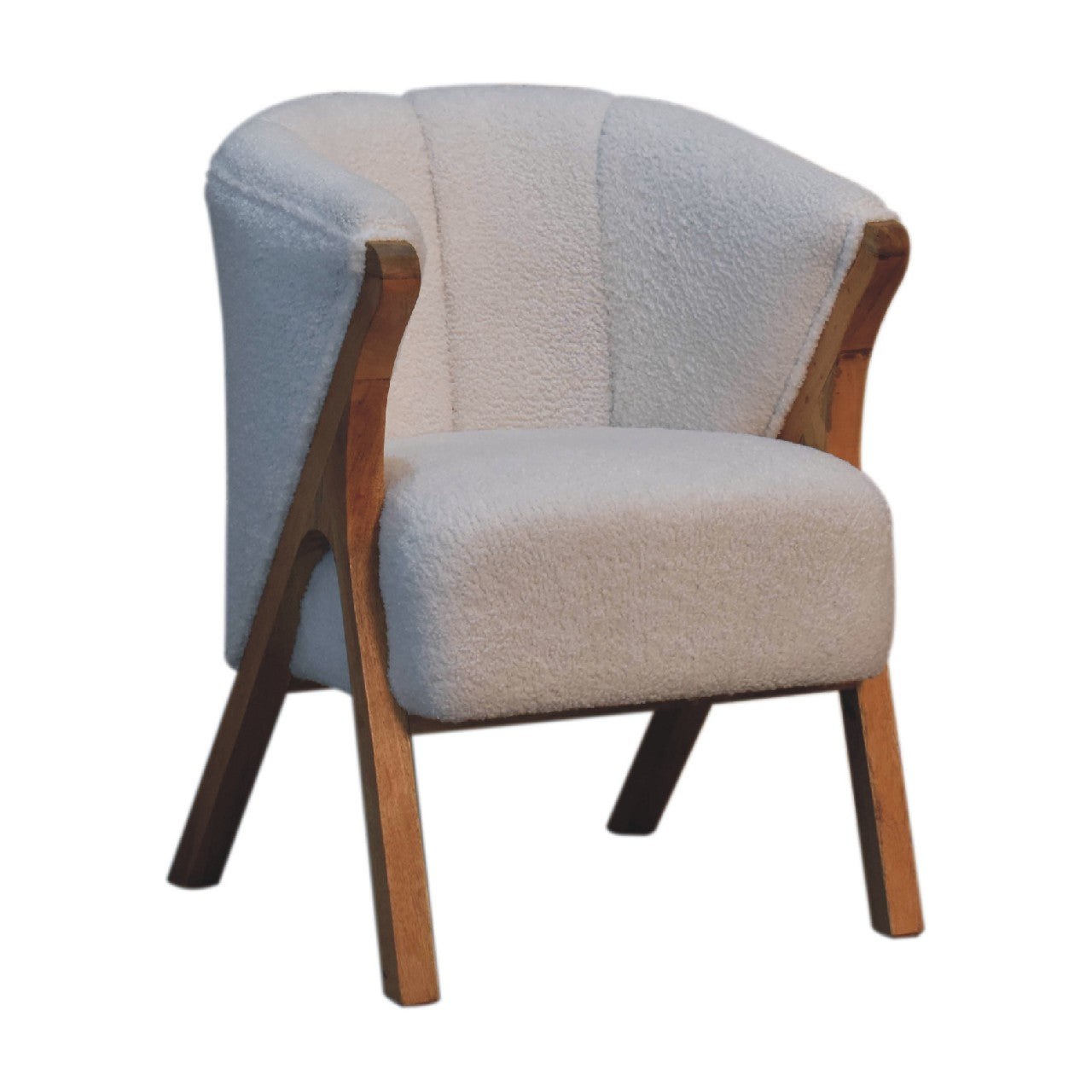 White Boucle Minimalistic Chair - White Bear Furnishings