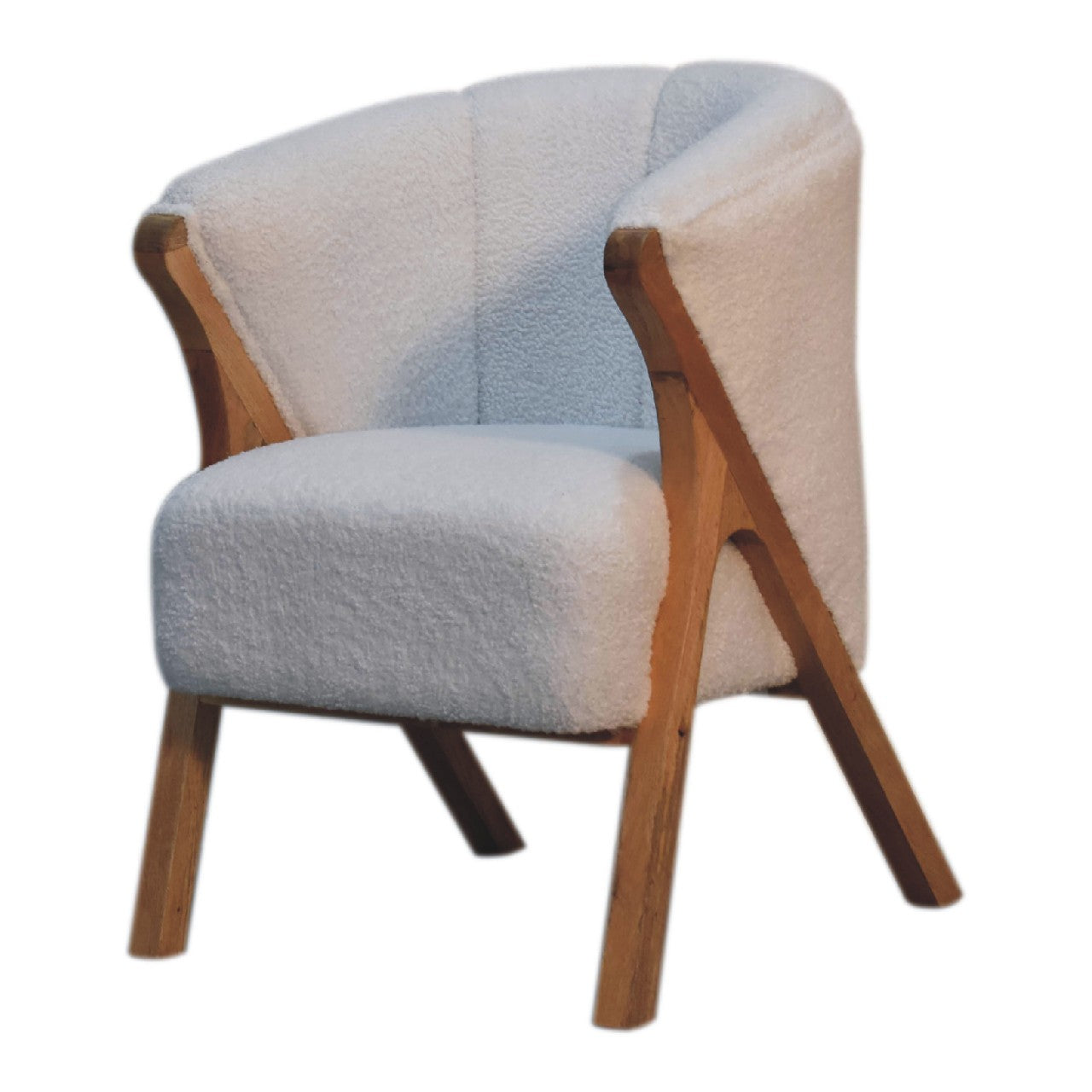 White Boucle Minimalistic Chair - White Bear Furnishings