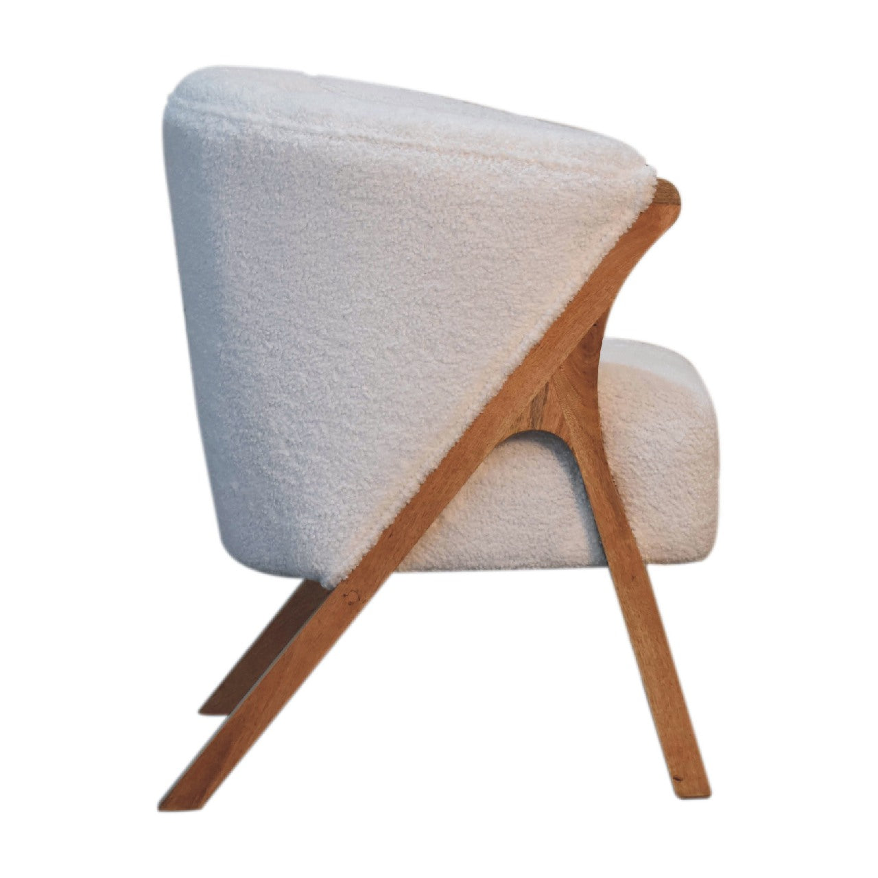 White Boucle Minimalistic Chair - White Bear Furnishings