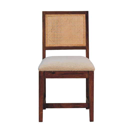 Cream Boucle Rattan Chair - White Bear Furnishings
