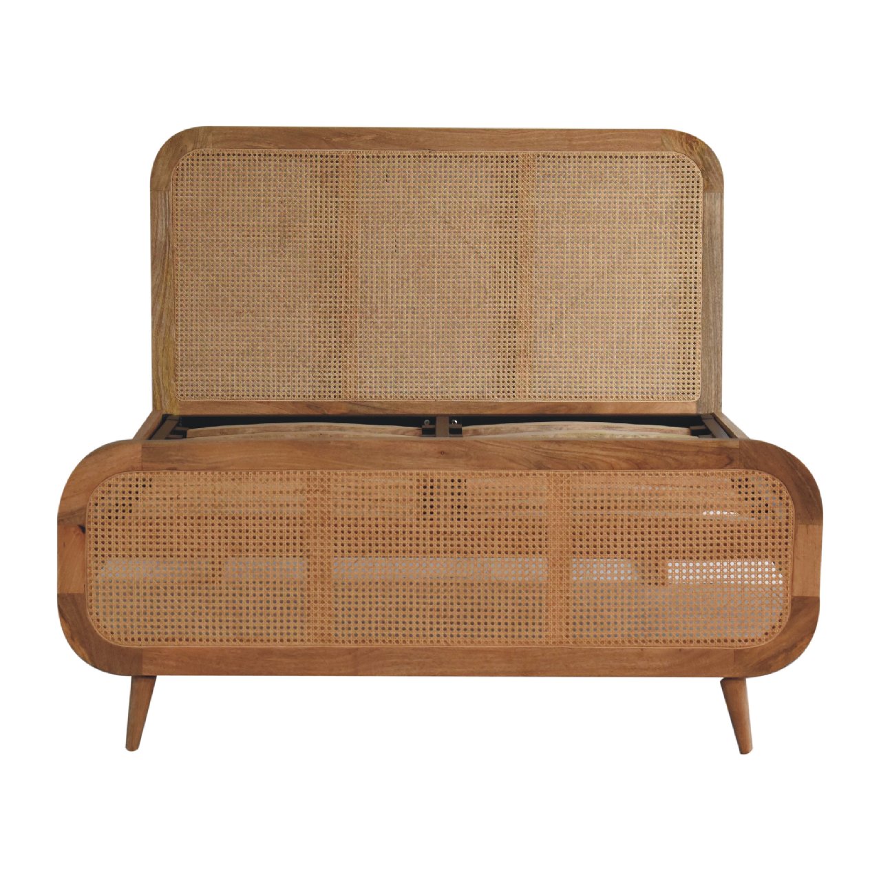 Handcrafted Artisanal Mango Wood Rattan Bed - IN3610