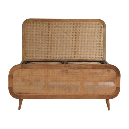 Handcrafted Artisanal Mango Wood Rattan Bed - IN3610