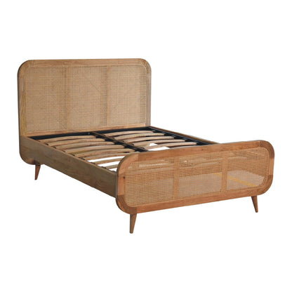 Handcrafted Artisanal Mango Wood Rattan Bed - IN3610