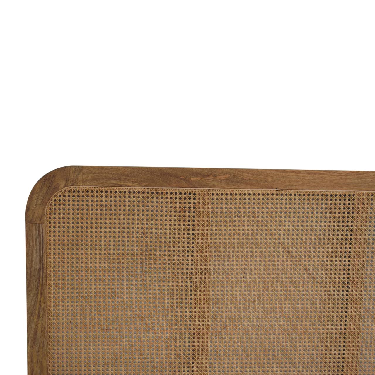 Handcrafted Artisanal Mango Wood Rattan Bed - IN3610
