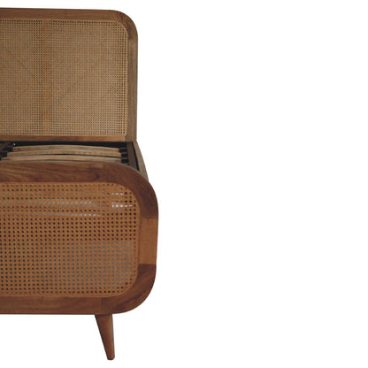 Handcrafted Artisanal Mango Wood Rattan Bed - IN3610