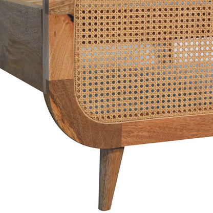 Handcrafted Artisanal Mango Wood Rattan Bed - IN3610