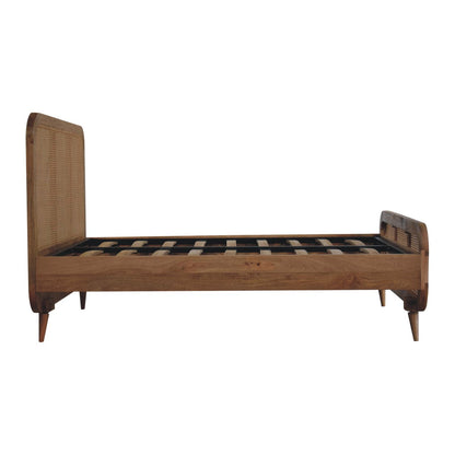 Handcrafted Artisanal Mango Wood Rattan Bed - IN3610