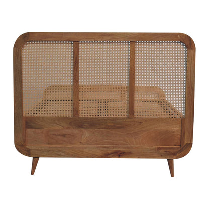 Handcrafted Artisanal Mango Wood Rattan Bed - IN3610