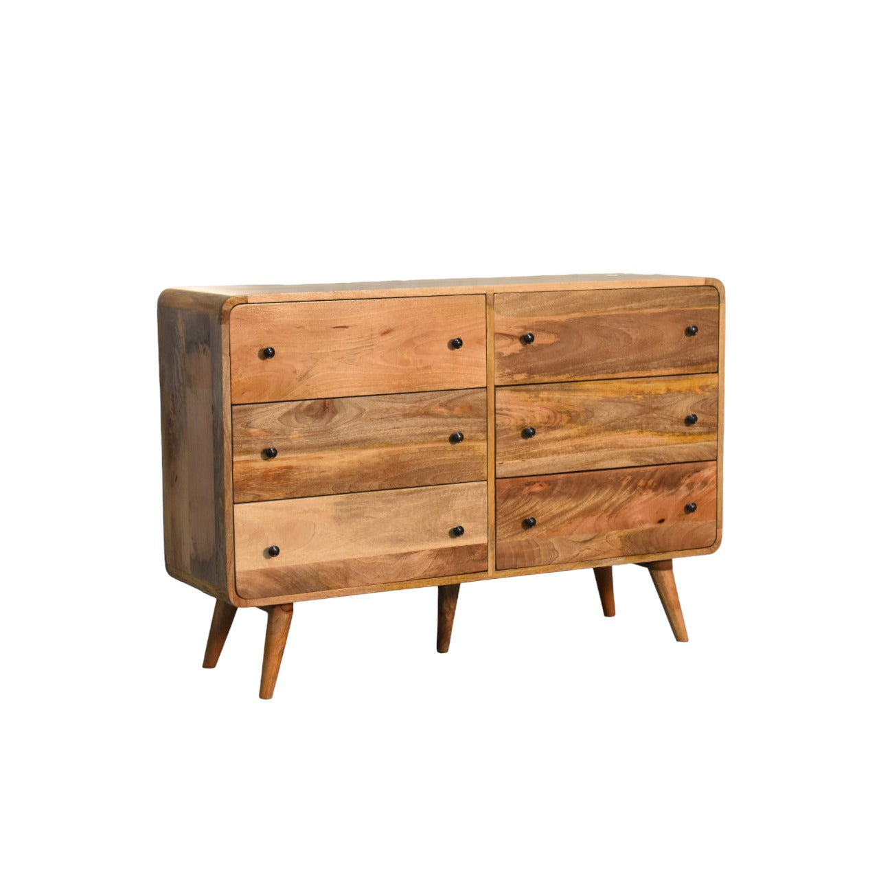 Large Curved Oak-ish Chest - White Bear Furnishings