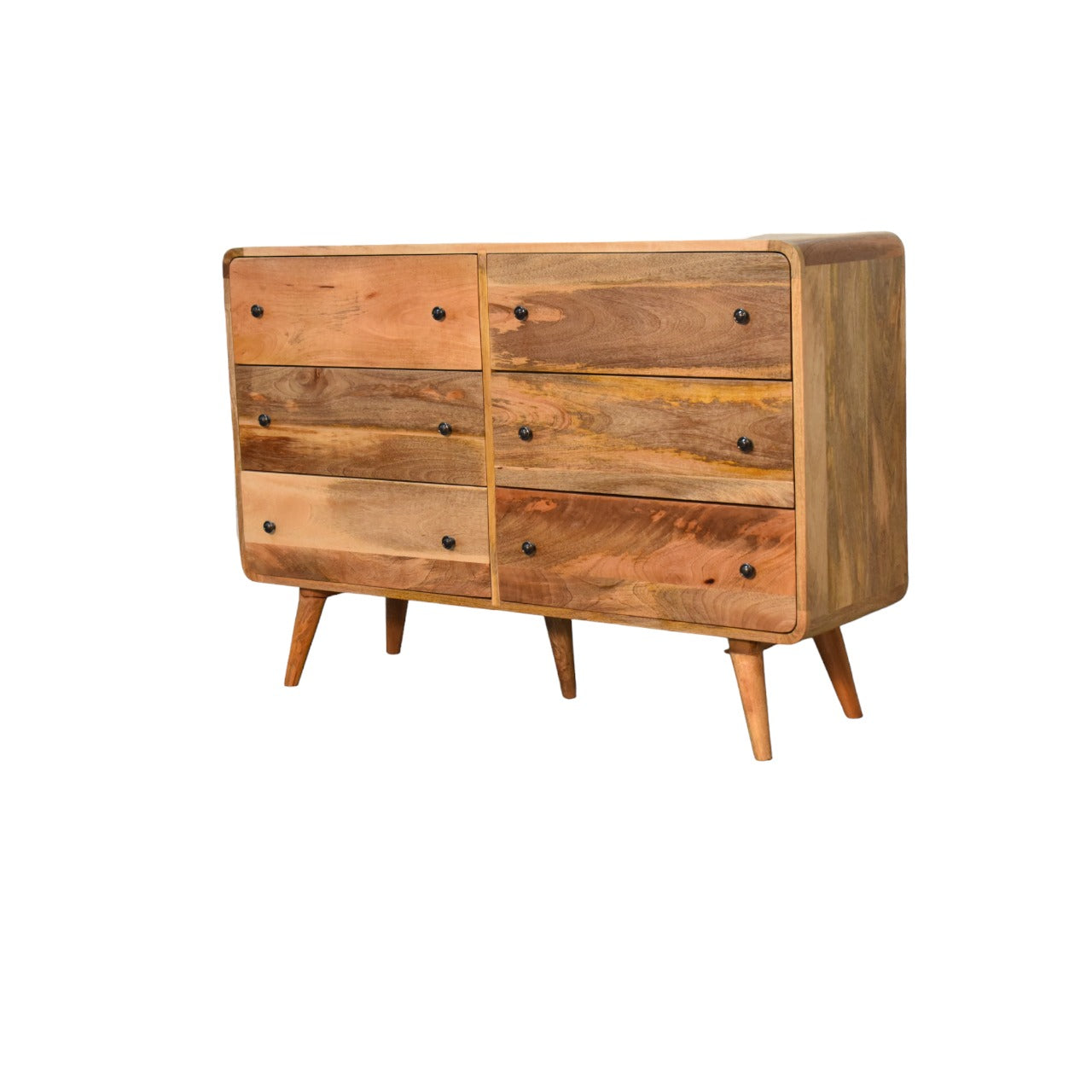 Large Curved Oak-ish Chest - White Bear Furnishings