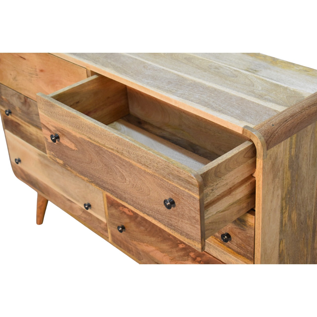Large Curved Oak-ish Chest - White Bear Furnishings