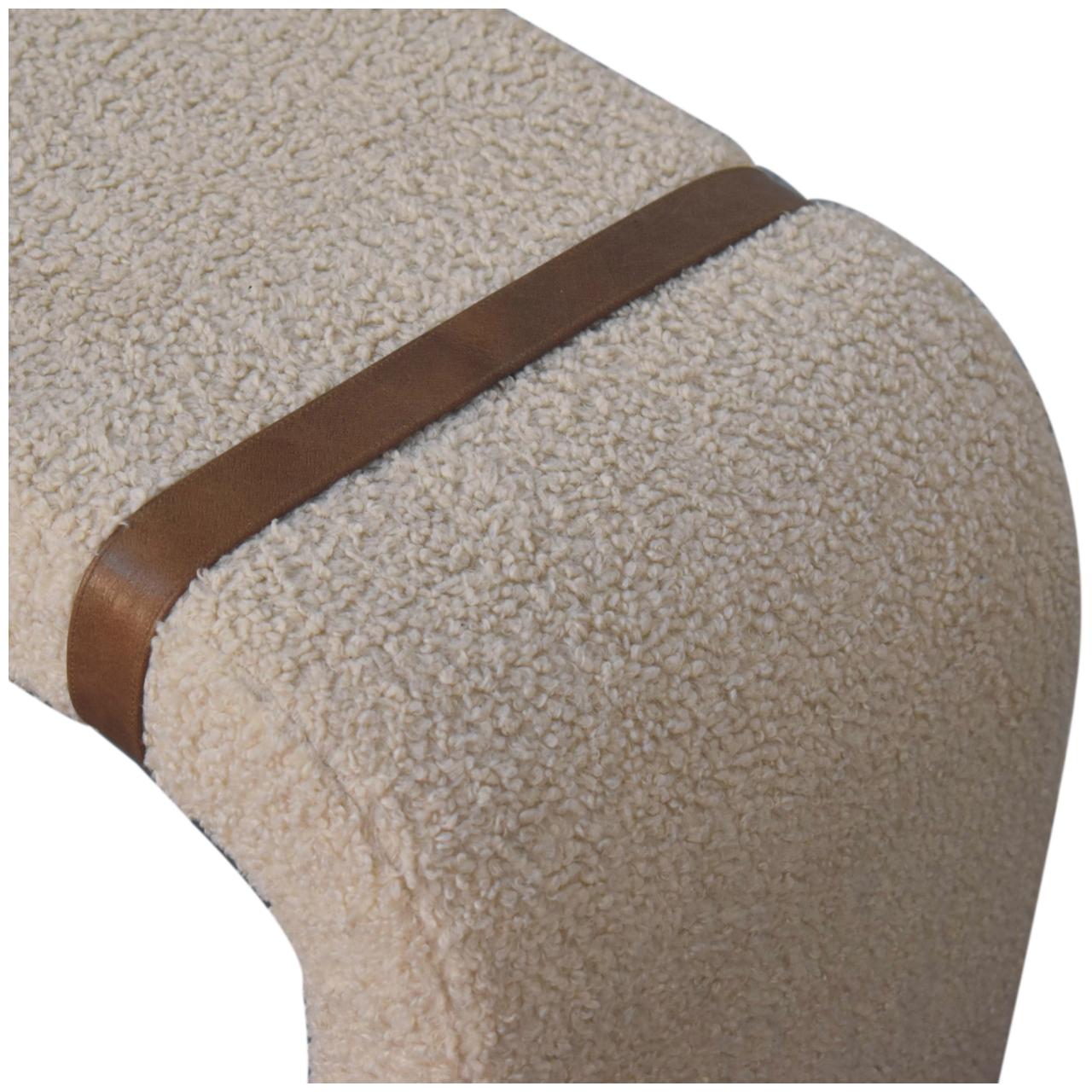 Boucle Leather Strap Bench - White Bear Furnishings