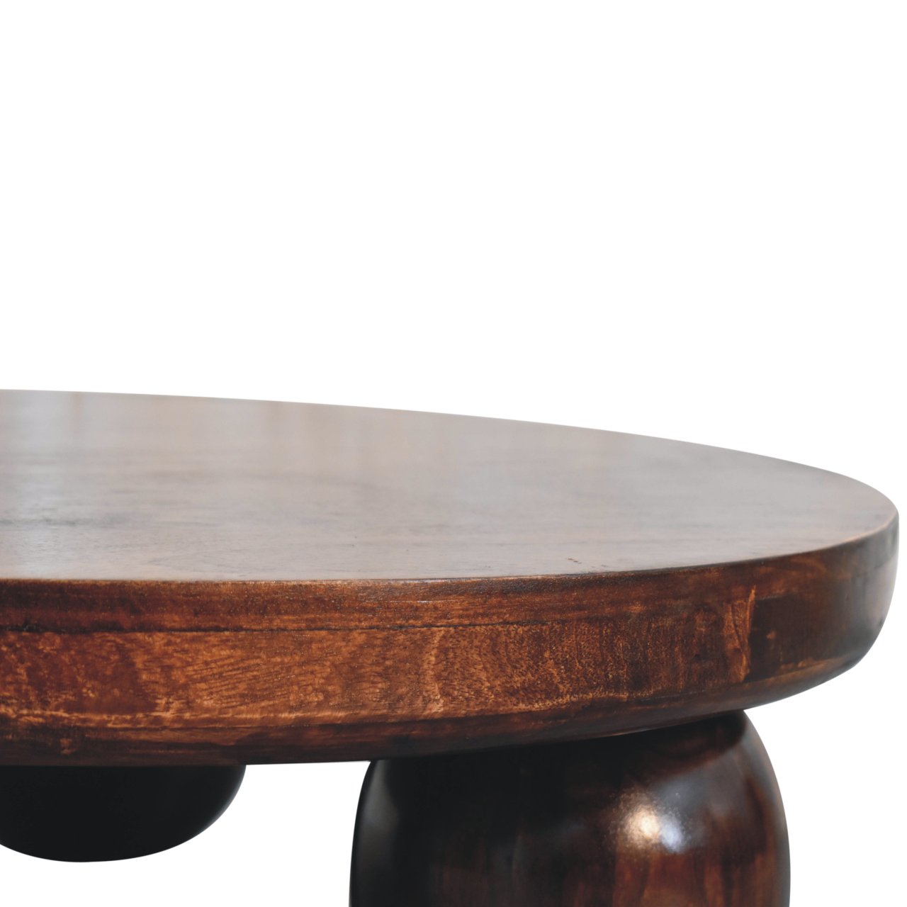 Close up of round coffee table surface