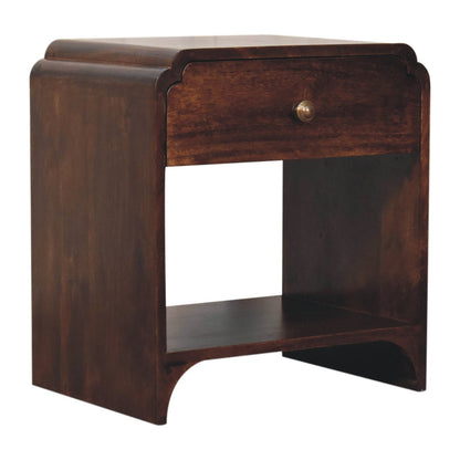 Side angle of the bedside table highlighting its smooth finish and sturdy construction.