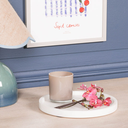 Round 25cm Natural White Marble Tray - KAM111