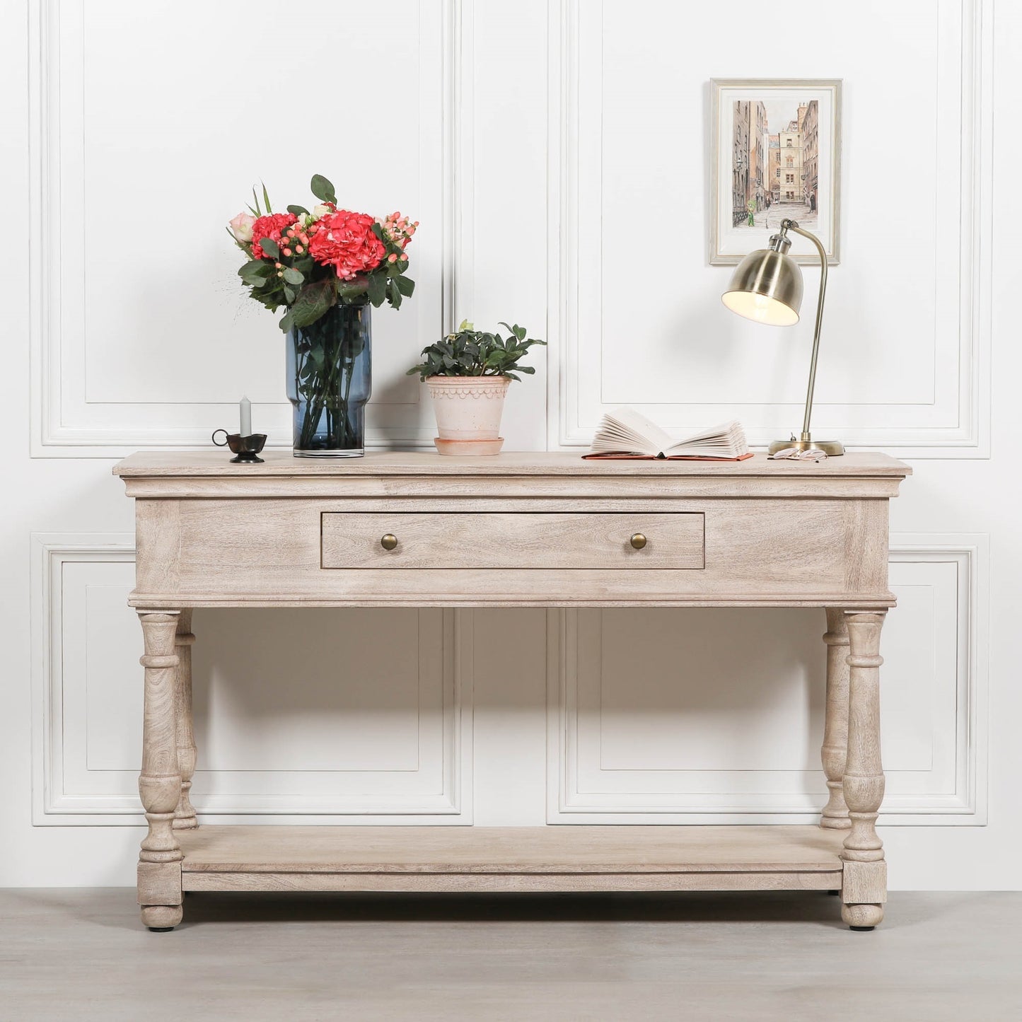 Maison Reproductions Acacia Wooden Console with Single Drawer - KFA193