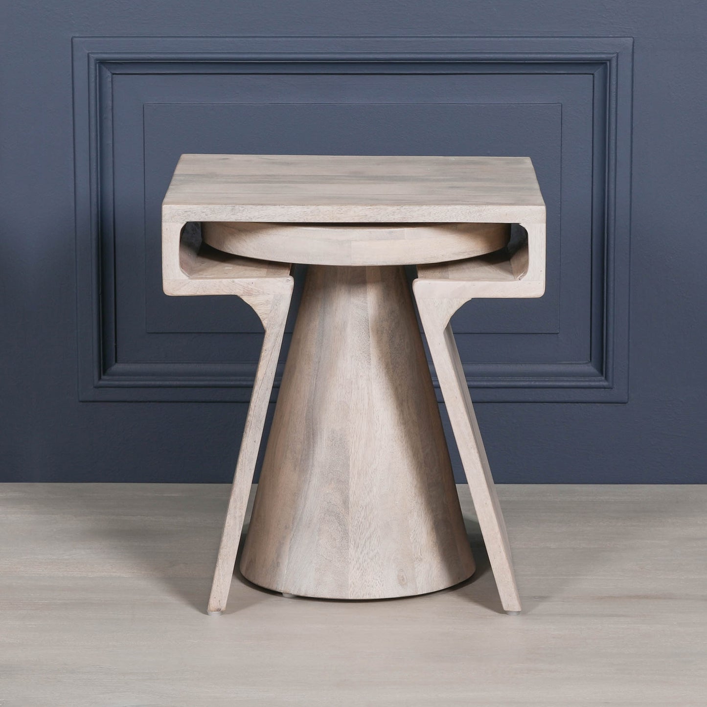 Handcrafted Blanchie Wooden Nesting Side Occasional Table – KFA444 - White Bear Furnishings