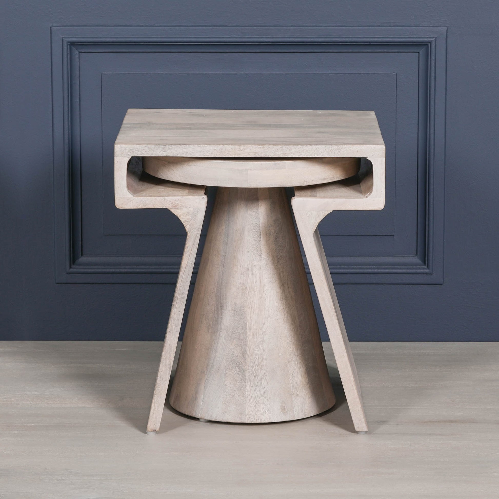Handcrafted Blanchie Wooden Nesting Side Occasional Table – KFA444 - White Bear Furnishings