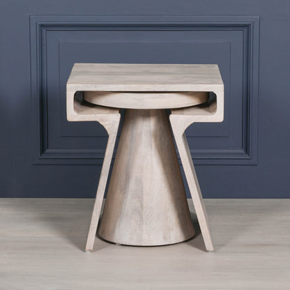 Handcrafted Blanchie Wooden Nesting Side Occasional Table – KFA444 - White Bear Furnishings