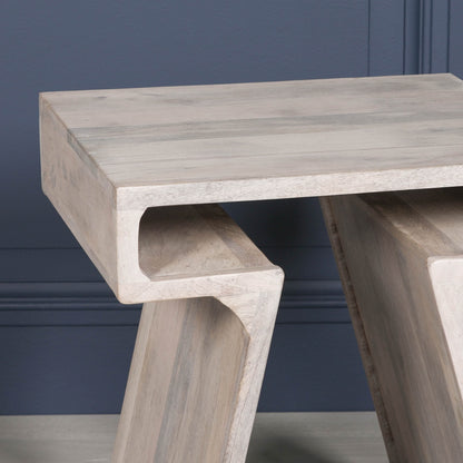 Handcrafted Blanchie Wooden Nesting Side Occasional Table – KFA444 - White Bear Furnishings