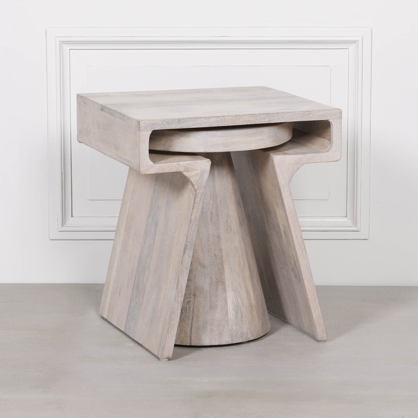 Handcrafted Blanchie Wooden Nesting Side Occasional Table – KFA444 - White Bear Furnishings
