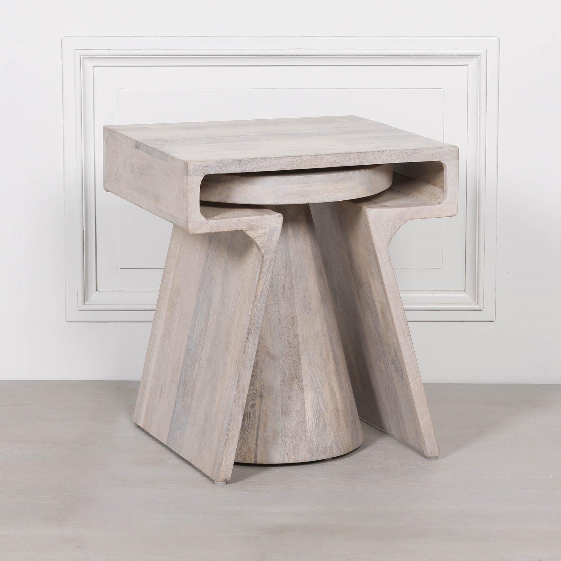 Handcrafted Blanchie Wooden Nesting Side Occasional Table – KFA444 - White Bear Furnishings