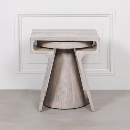 Handcrafted Blanchie Wooden Nesting Side Occasional Table – KFA444 - White Bear Furnishings
