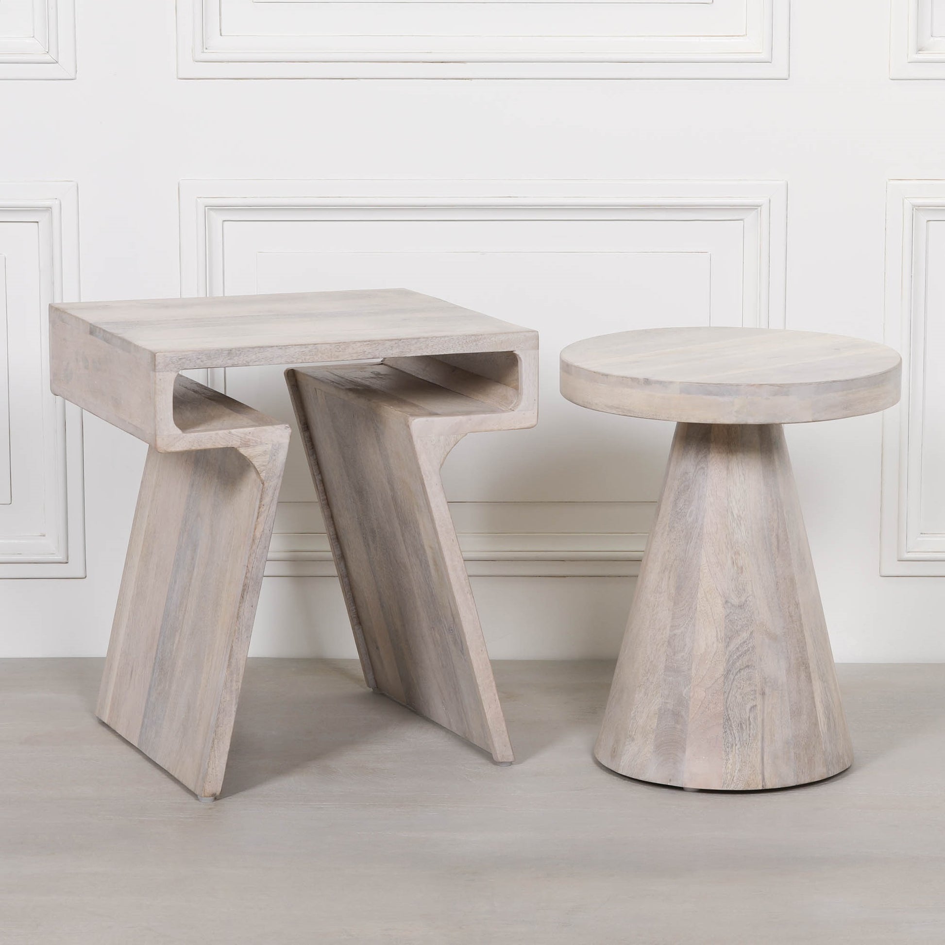Handcrafted Blanchie Wooden Nesting Side Occasional Table – KFA444 - White Bear Furnishings