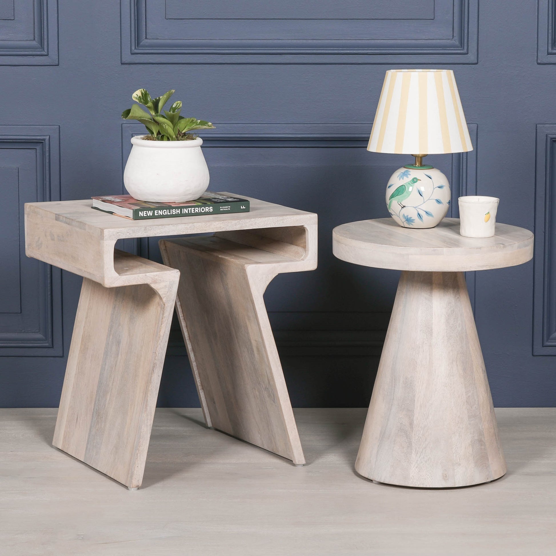 Handcrafted Blanchie Wooden Nesting Side Occasional Table – KFA444 - White Bear Furnishings