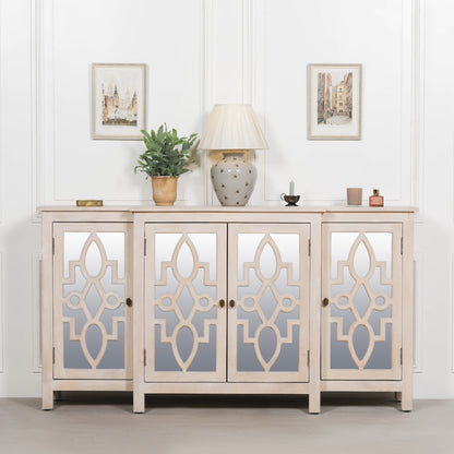 Maison Reproductions Wooden 4 Door Mirrored Breakfront Sideboard - KFA564