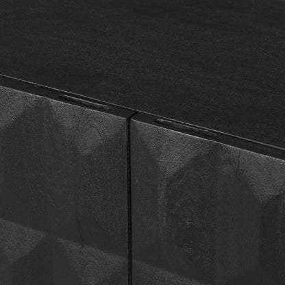Maison Reproductions Black Wooden Diamond Pattern Sideboard - KFA807