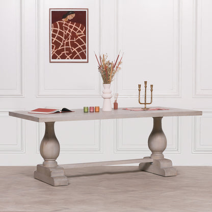 Maison Reproductions Blanche Wood Rustic Washed Rectangular Dining Table 210cm - KFA940