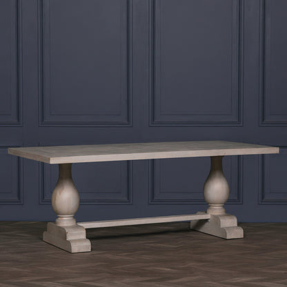Maison Reproductions Blanche Wood Rustic Washed Rectangular Dining Table 210cm - KFA940