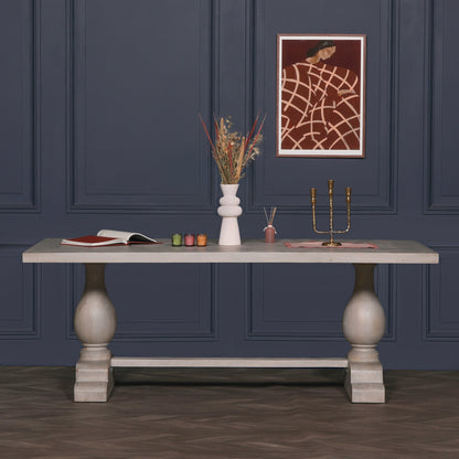 Maison Reproductions Blanche Wood Rustic Washed Rectangular Dining Table 210cm - KFA940