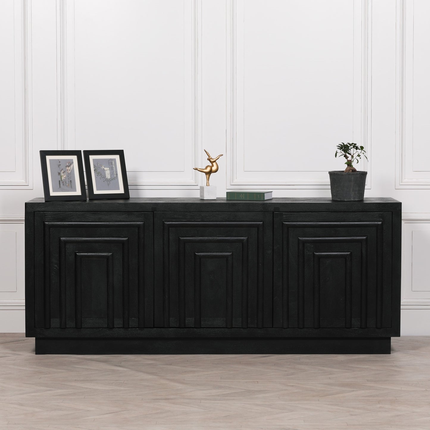 Maison Reproductions Black Wooden Contemporary Sideboard - KFA994