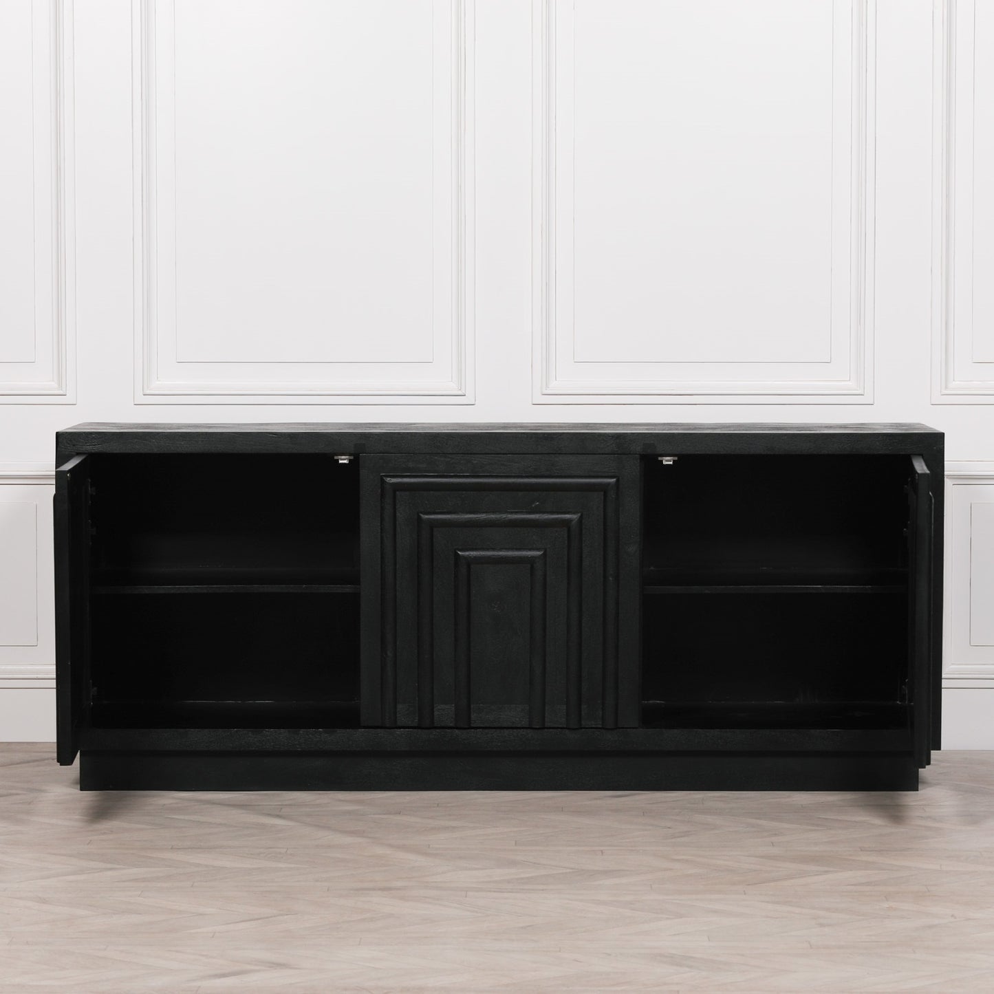 Maison Reproductions Black Wooden Contemporary Sideboard - KFA994