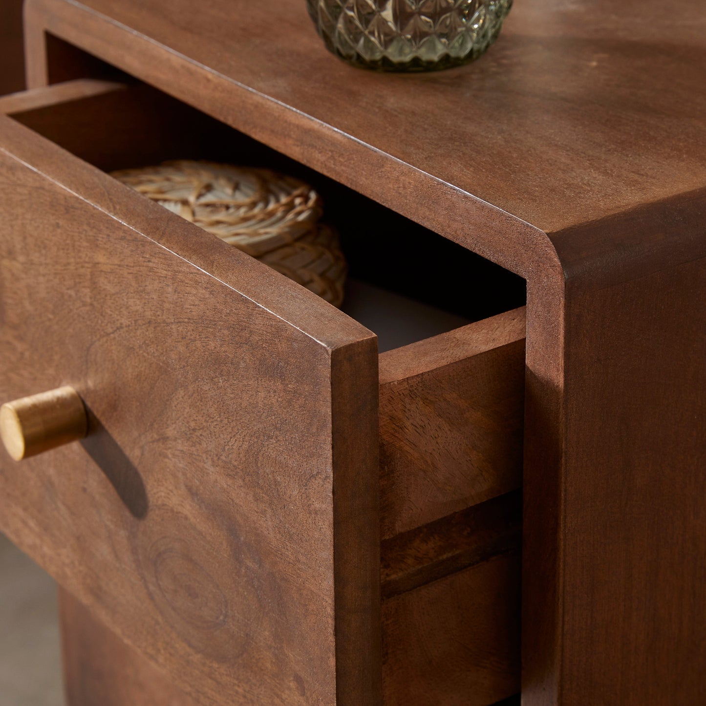 Fishe & Lilly Scandinavian Walnut Logan Narrow Bedside Table